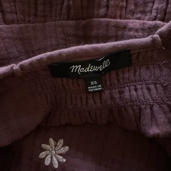 Madewell Embroidered Lightspun Peplum Open-Back Top Size XS - Picture 9 of 10